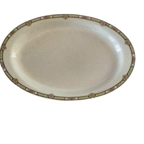 Antique Homer Laughlin Empress Rose Lattice Platter Large Serving Plate 15 inch - Picture 6 of 7